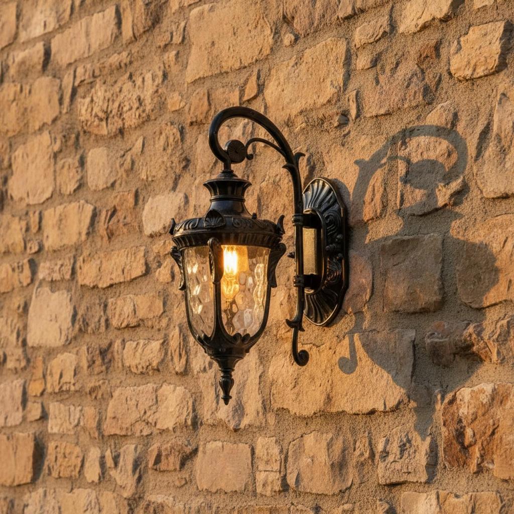 Weatherproof Outdoor Wall Sconce with Glass Shade Farmhouse Lantern