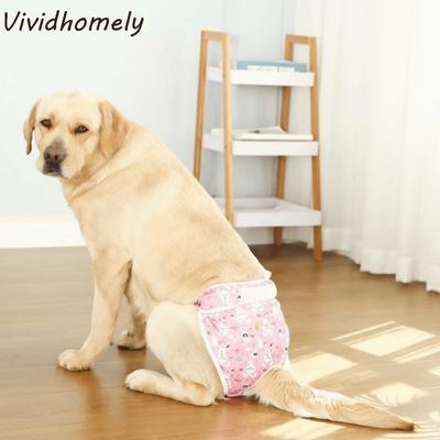 Cartoon Print Dog Physiological Pants Elastic Waist Washable Dog Sanitary Panties Leak-Proof Dog Diapers Menstruation Period