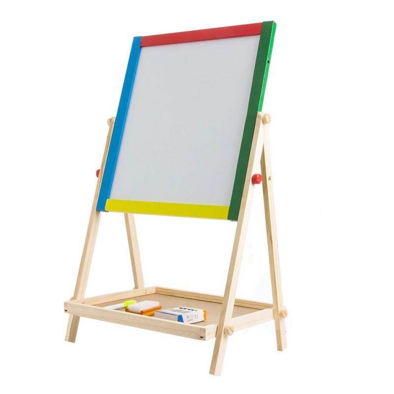Kids Wooden Drawing Board With Double Sides For Visual Intelligence Development