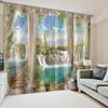 2024 Nature Seaside Scenery 3D Landscape Modern Thin Cloud Window Curtains for Living Room Bedroom Decor 2 Pieces Free Shipping