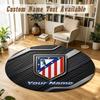 Tapis Rond Nom Personnalisé Motif Atletico Madrid Tapis Antidérapant Décor de Sol pour la Maison