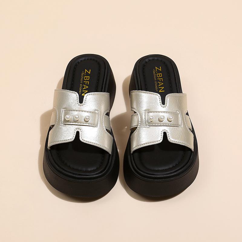 

Ретро тапочки женские летние новые на толстой подошве повседневные шлепанцы на платформе для пляжа 40 шампанского