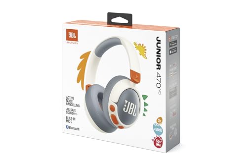 JBL Junior 470NC Kids Over-Ear Headphones Noise Cancelling Bluetooth Wired Connectivity Volume Control Microphone 50 Hours Playback App Support