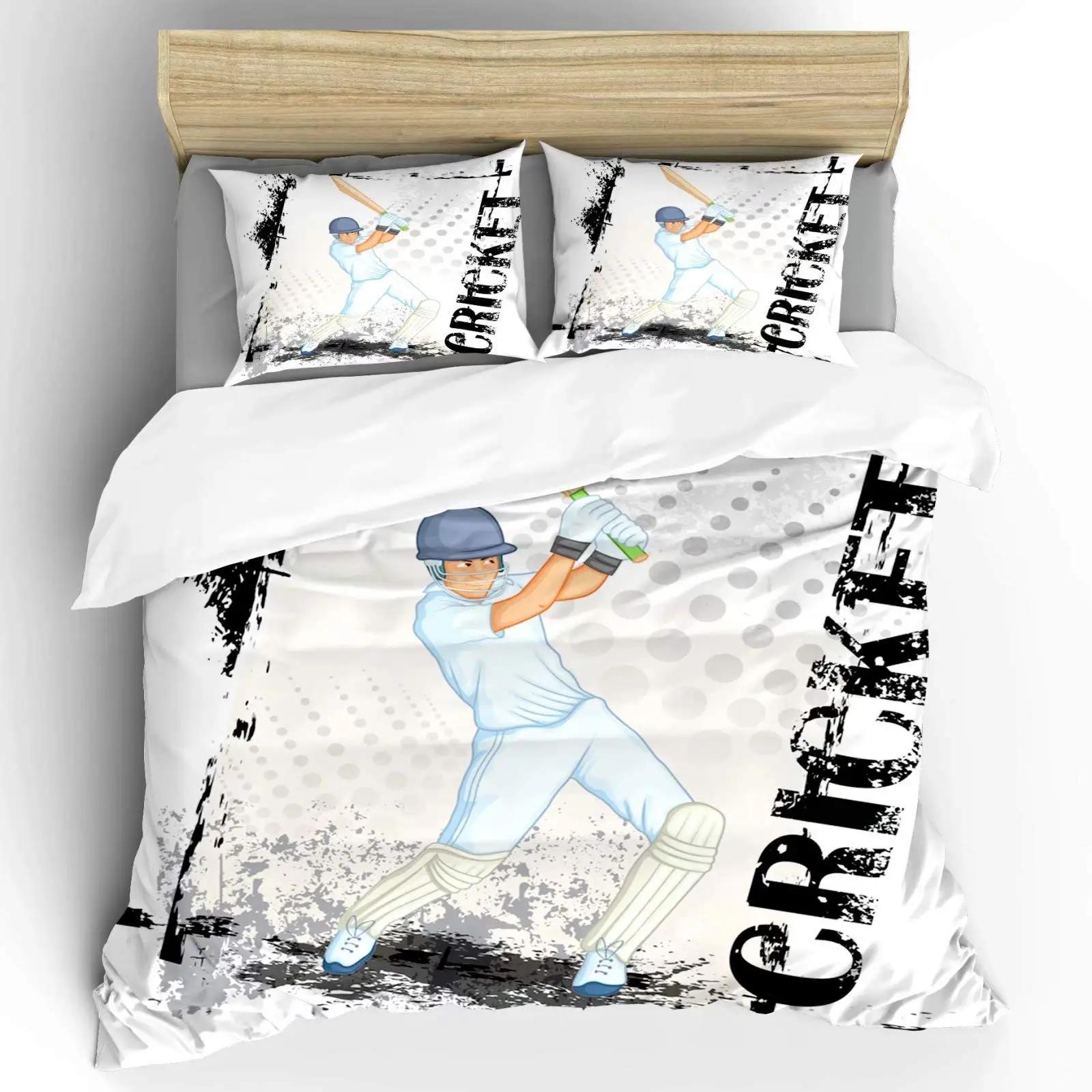 

Comforter Cricket Abstract Sports Pattern Bedding Set Microfiber Player Playing Game Of Cricket Double Queen Comforter (quilt)-EU Single(135*200cm)3pcs
