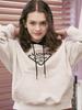 Women'S Crop Maison Signature Emblem Two-Tone Heavy Terry Hoodie Ash Grey Black (Fcd3Ts715W)