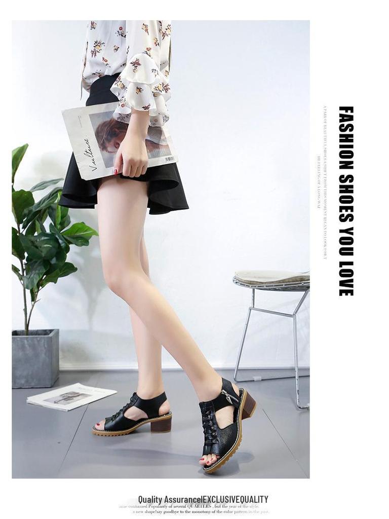 Plus Size Women's Peep Toe Sandals - Chunky, Flat, and Mid Heel Options with Tendon Sole & Side Zipper for Summer.