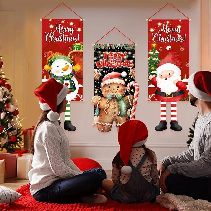 Merry Christmas Hanging Flag Christmas Decorations For Home 2026 Christmas Door Banner Xmas Gifts Navidad Happy New Year 2026