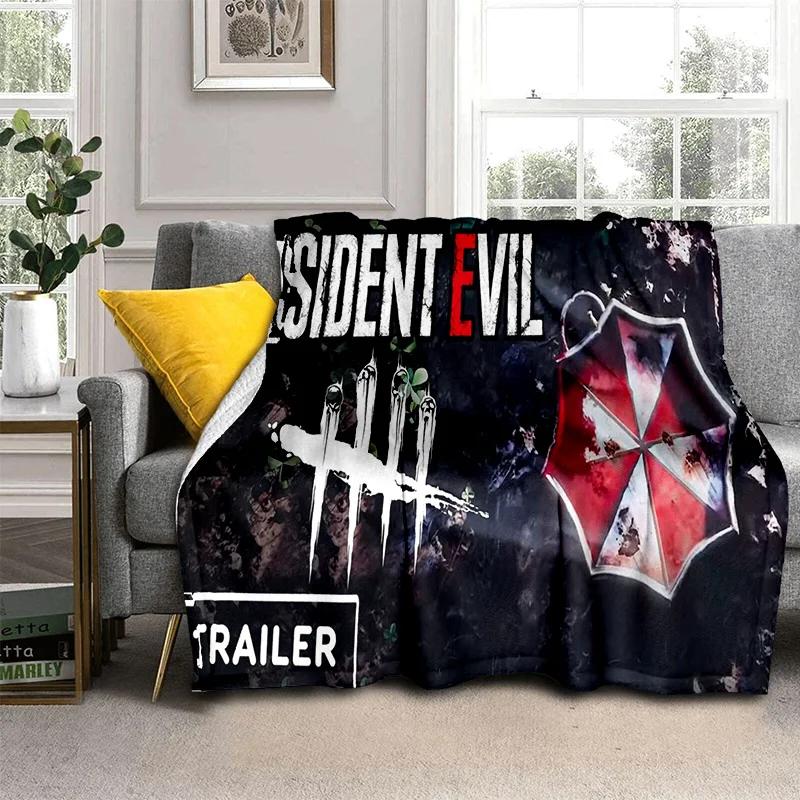 Pătură pentru jocuri 3D R-Resident Evil pentru jocuri, pătură moale pentru acasă, dormitor, pat, canapea, picnic, călătorie, birou, odihnă, pătură pentru copii