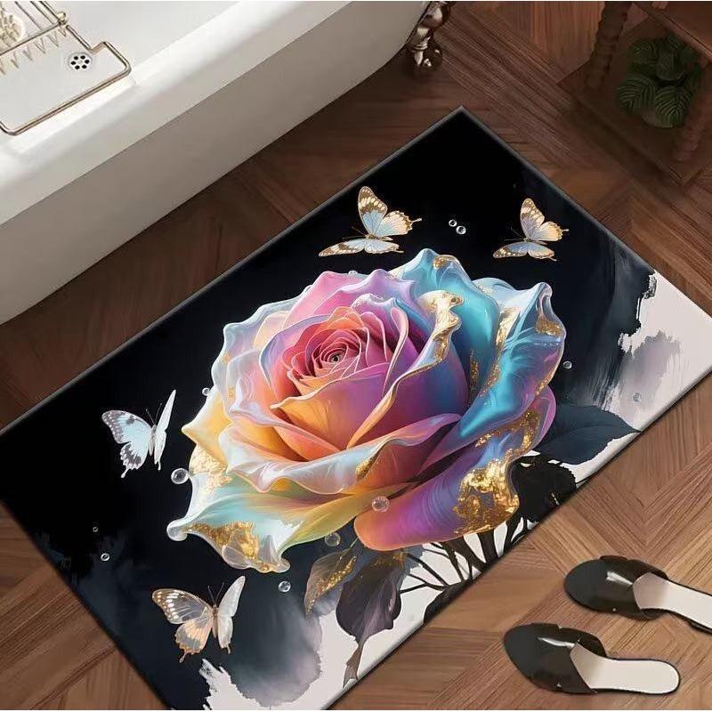 3D Rose Flower Quick-Dry Anti-Slip Bathroom Mat