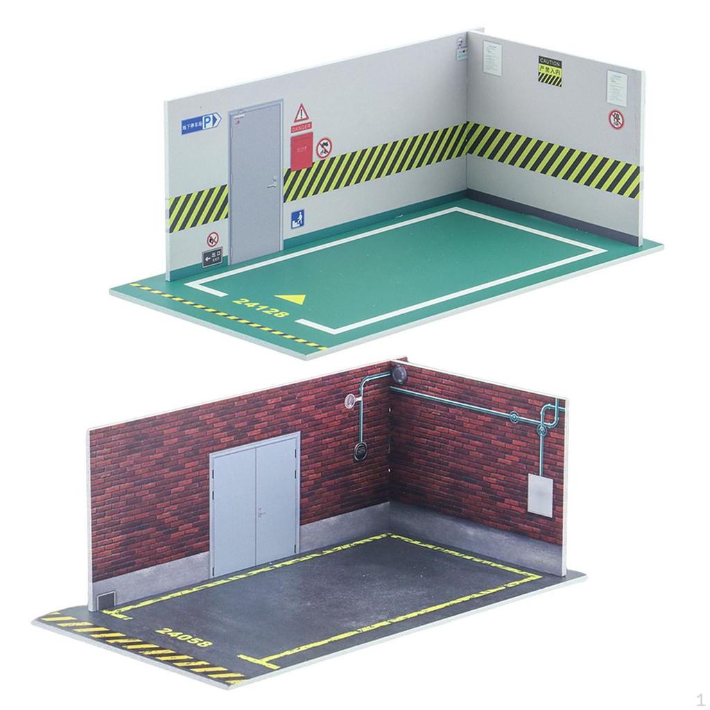 2x 1/24 Car Model Diorama Parking Scenery Scenes Green Color Floors