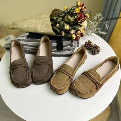 Retro ademende enkelschoenen dames één-pedaal antislip zachtzool comfortabele rijschoenen lente en herfst werk casual veelzijdige loafers