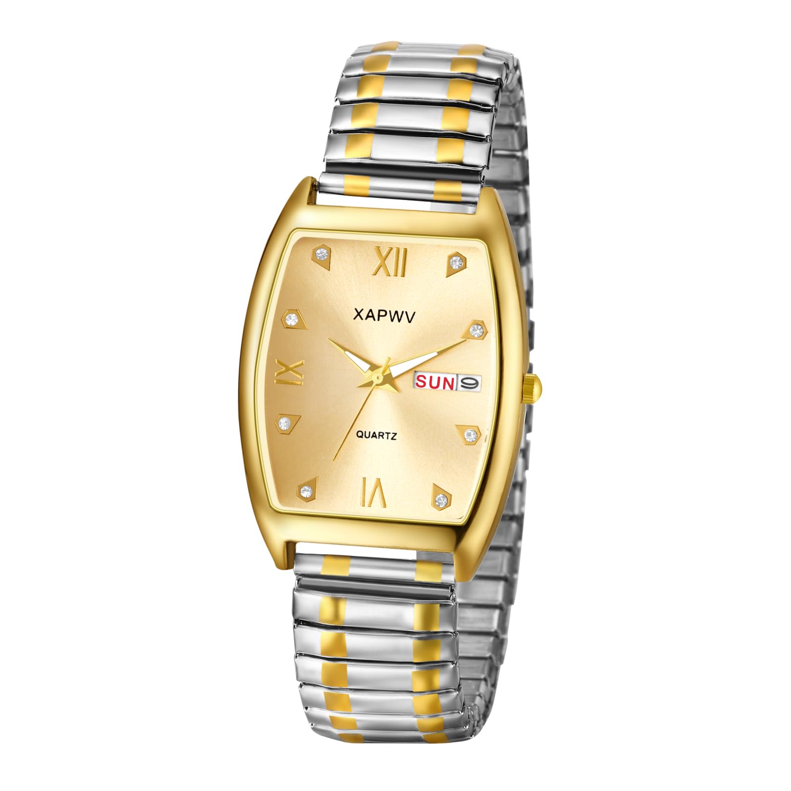 

Stainless Steel Strap Silver Roman Alphabet Analog Display Diamond 3ATM Water Resistant Couple Watch Quartz Watch Day Present Men s Gold - Boyfriend,