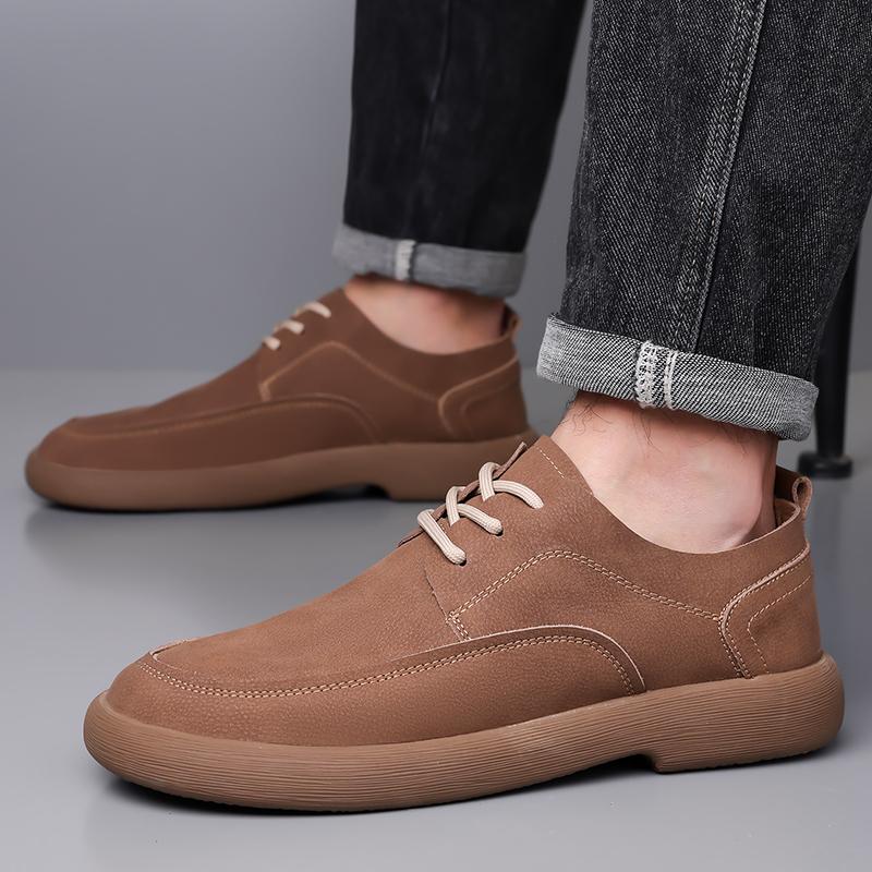 Men Lace Up Fashion Genuine Leather Board Oxfords Men Shoes Flat Casual Genuine Leather Italian Luxury Brand Dress Moccasins