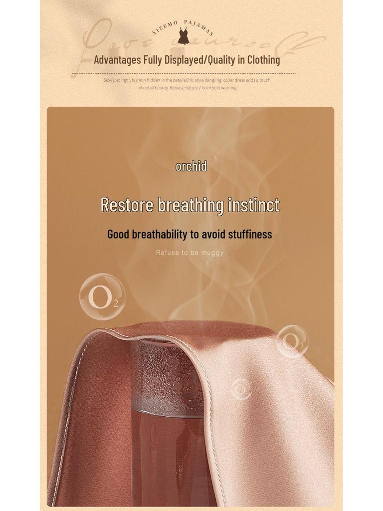 Women's Spaghetti Strap Silk-Style Nightgown - Solid Color Lingerie and Homewear for Spring/Summer