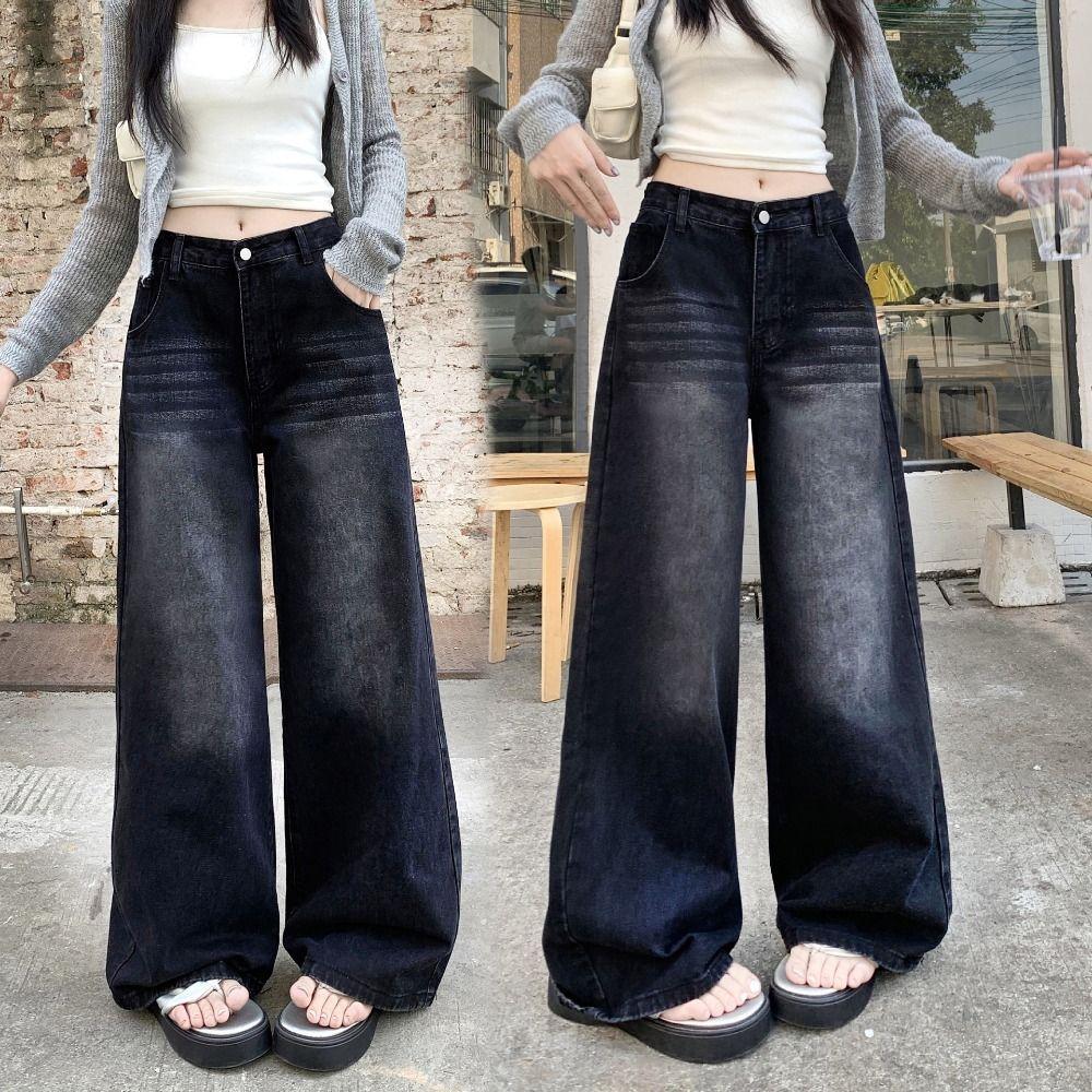 High Waist Y2K Jeans Straight Leg Cowboy Trousers Fashion Baggy Denim Pants  Girls Lady