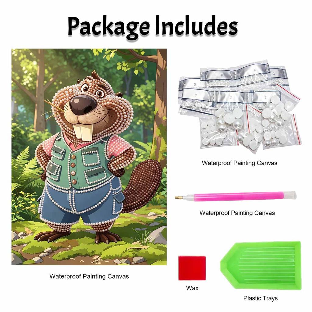 Disney Pearl Painting DIY Mr. Beaver’s Creative Pearl Style Illustration Pearl Art Painting Pearl Gemstone Painting, Home Wall Decoration Crafts
