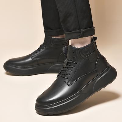 FashionMen's Shoes Men's Boots Genuine Leather Men Ankle Boots Stylish Men Winter Plush Snow Boots High Quality Outdoor Mens Sneakers