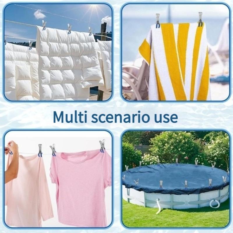 10Pcs Swimming Pool Cover Clip with Plastic Handles Heavy Duty Windproof Spring Clip for Outdoor Use Enduring