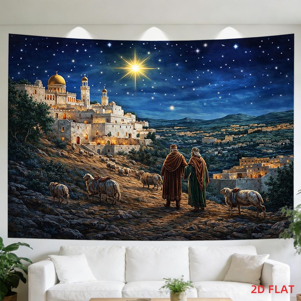 Celestial Starry Night Biblical Wall Tapestry Mural Hanging Decor Art Print Religious Christian Theme Home Living Room Decoratio
