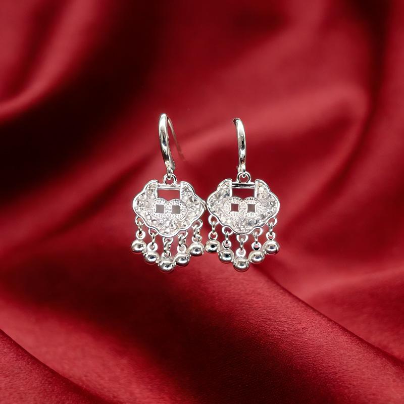 

Элегантные серьги-замочки мира из стерлингового серебра 999 пробы для женщин - Легкая роскошь, Привлекающие богатство, Нишевый дизайн с застежками, Идеальный подарок White Copper Thick Silver Plating