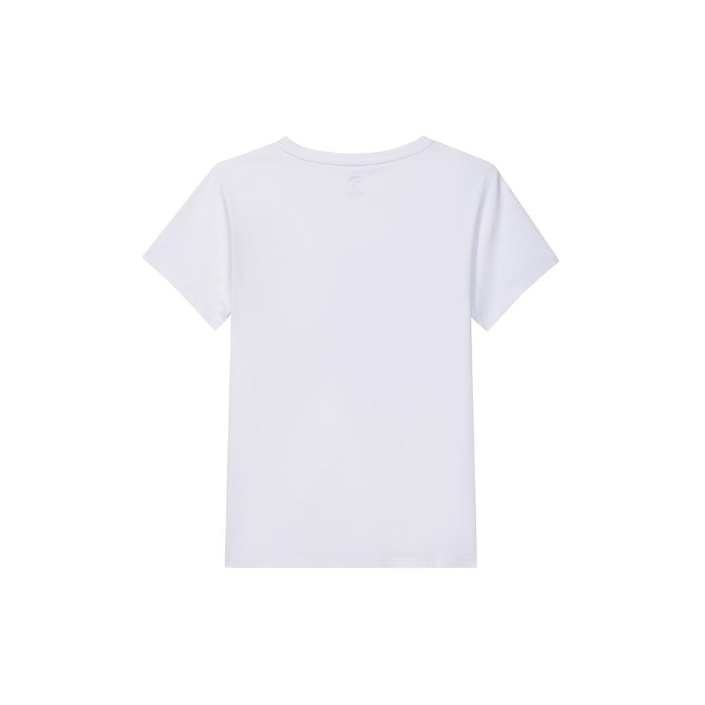 Anta Letter Logo Print Round Neck Short Sleeve T-Shirt Women T-Shirts Pure-White 962428119-4