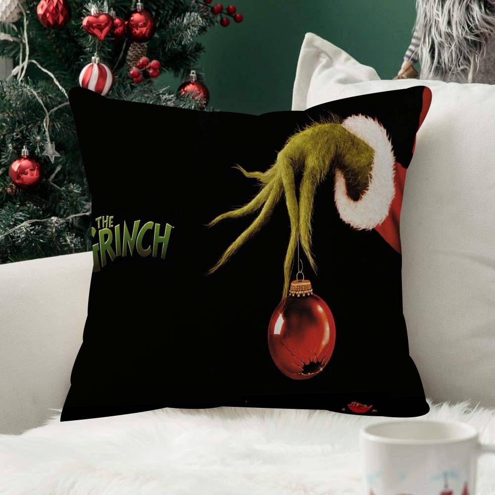 Winter Christmas Grinch Pattern Suitable for Home Bedroom Car Office Decoration Living Room Sofa Cushion Cover Pillowcase