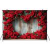 Mocsicka Red Love Rose Background Valentine's Day Party Flower Plank Wall Wedding Decorations Photography Backdrop Studio Banner