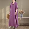 Dimanaf 2025 Summer Plus Size Cotton Dress Basic Women Vintage Casual Loose Long New Solid Dress Maxi