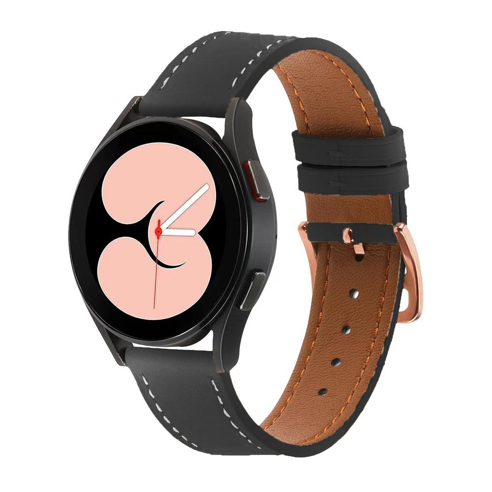 For Garmin Vivoactive 5/Venu 2 Plus/Venu Sq PU Leather Watch Strap Gold Buckle 20mm Watch Band