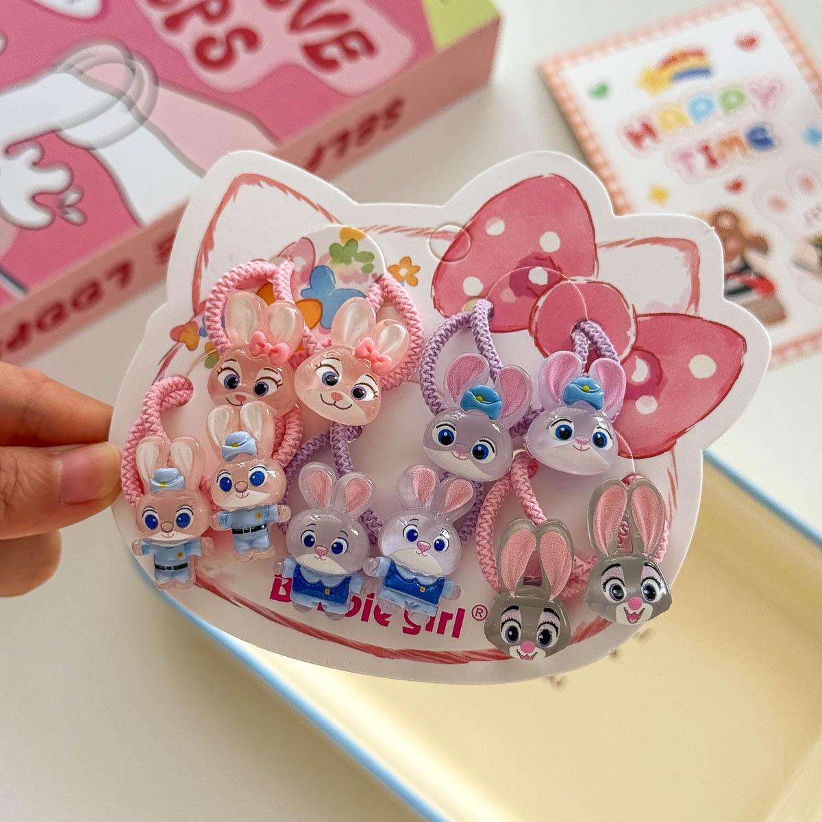 Zootopia Cute Cartoon Hair Ties: Soft Double Ponytail Rubber Bands for Girls