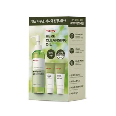 Manyo Factory Herb Green Cleansing Oil 200ml+ Schiuma di soda leggermente acida (20ml+20ml)