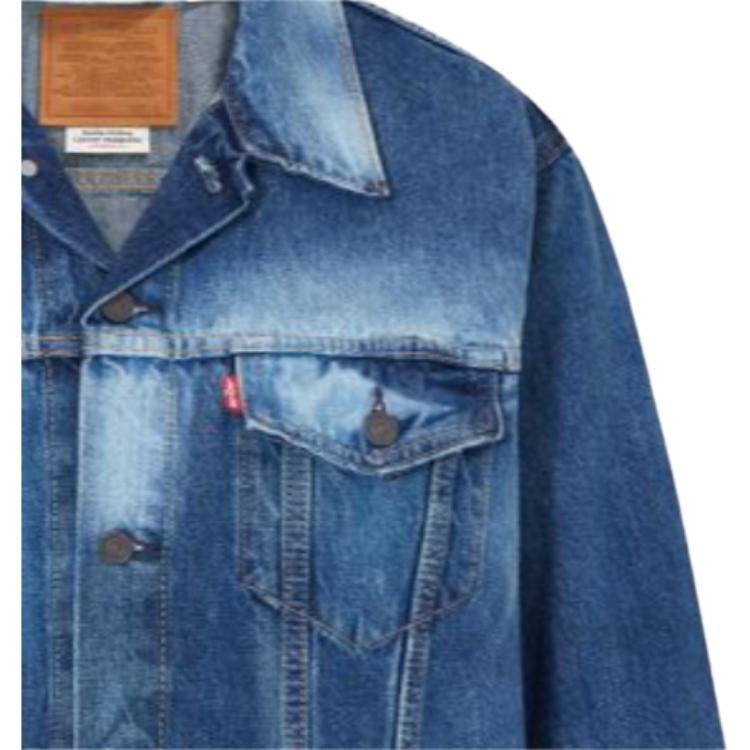 Levis Washed Denim Jacket With Single-Breasted Collar Men Jackets Blue A5782-0007