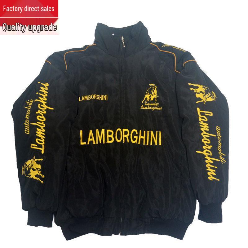 

Вышитый гоночный костюм F1: Трендовая мотоциклетная экипировка в ретро европейском и американском стиле, хлопковая куртка на осень/зиму, повседневное пальто Large