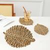 Handgewebte Stroh-Tischsets Blattförmig Hitzebeständig Rutschfest Tischuntersetzer Verdickt Wiederverwendbar Dekorative Matten für Zuhause Küche