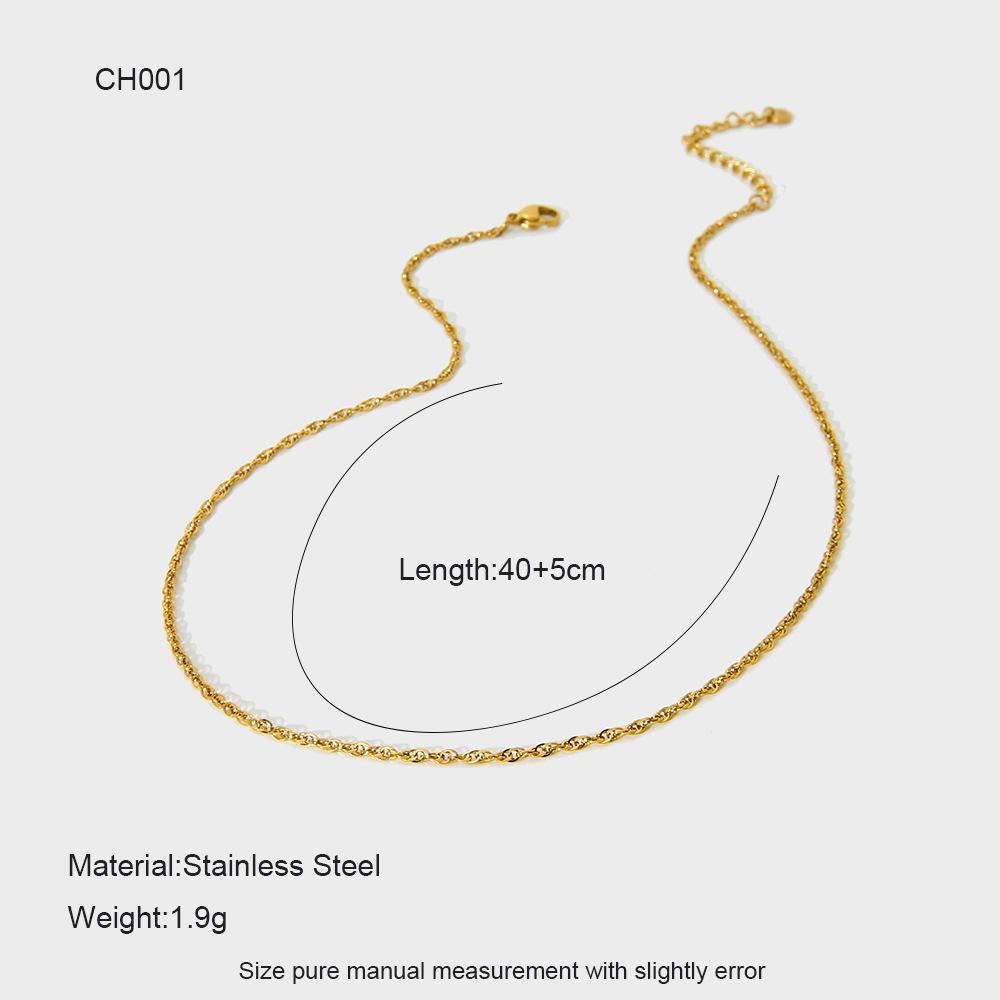 Simple Electroplated 18K Gold Stainless Steel Basic Necklace Color Retention Waterproof DIY Versatile Chain Accessories