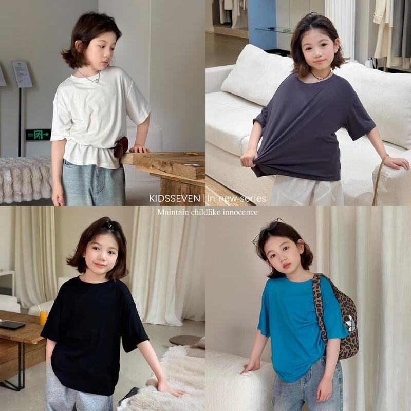 SEVEN BOBI Girls Plain Short-Sleeve T-Shirt 130 cm
