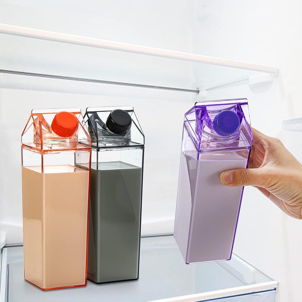 500ml Square Milk Cup Plastic Milk Cups Transparent Milk Box Design Water Cup Korean Version Small Fresh Girl Portable Bottles