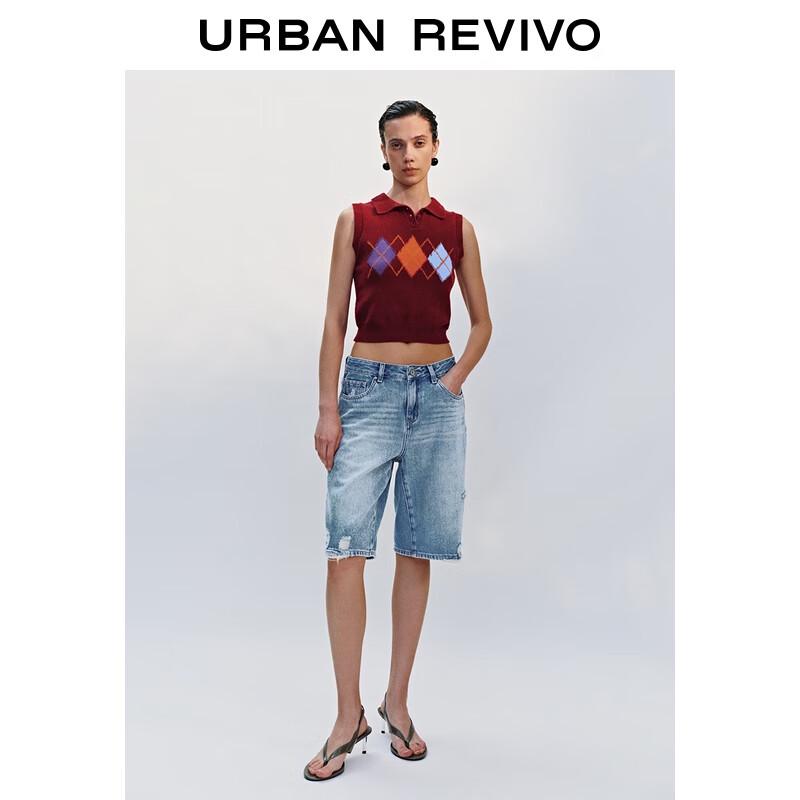 UR Dam Retro Argyle Stickad Poloväst