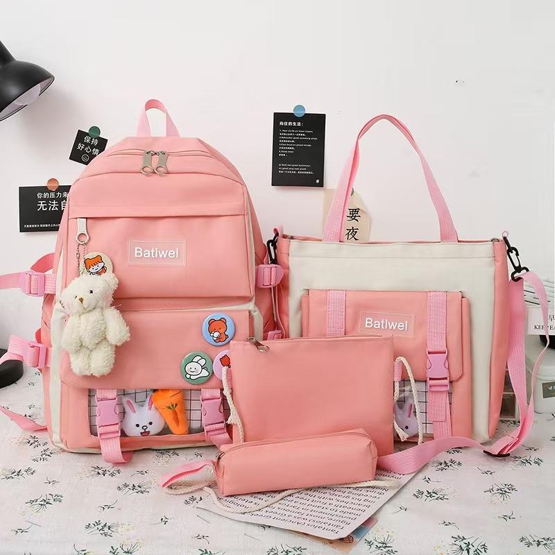 primary school students in grades 3 to 6, school backpack for women, five-piece set, backpack breathable and wear-resistant