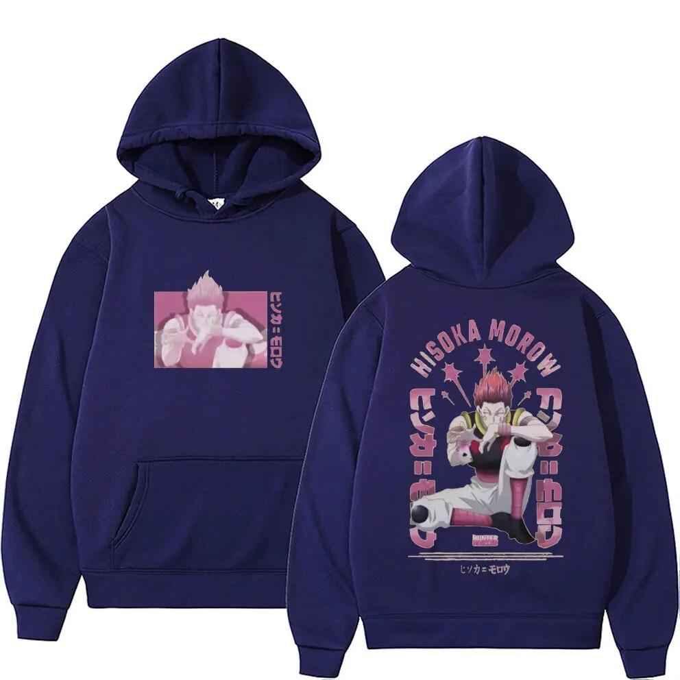 Japan Anime Hunter X Hunter Hisoka hettegenser med dobbeltsidig trykk Unisex dame unisexga fritidsgenser unisex mote overdimensjonerte sportsklær