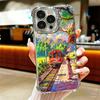 Retro Japanese Sakura Train Soft Phone Case For iPhone 15 16 17 Air 14 Pro Max 16E Plus 13 12 Mini Plating Anti-Fall Fundas