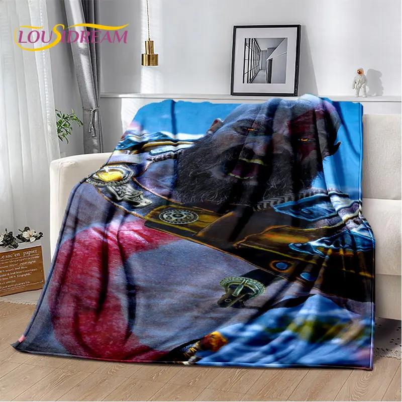 God of War Oyunu Oyuncular Kratos Yumuşak Peluş Battaniye, Flanel Battaniye Oturma Odası Yatak Odası Yatak Kanepe Piknik Örtüsü Çocuk için