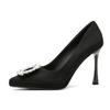 Wildleder quadratische Schnalle High Heels Weiblichkeit spitz königliche Schwester Erwachsenenkleidschuhe professionell wasserdicht Plateau Stiletto Schuhe