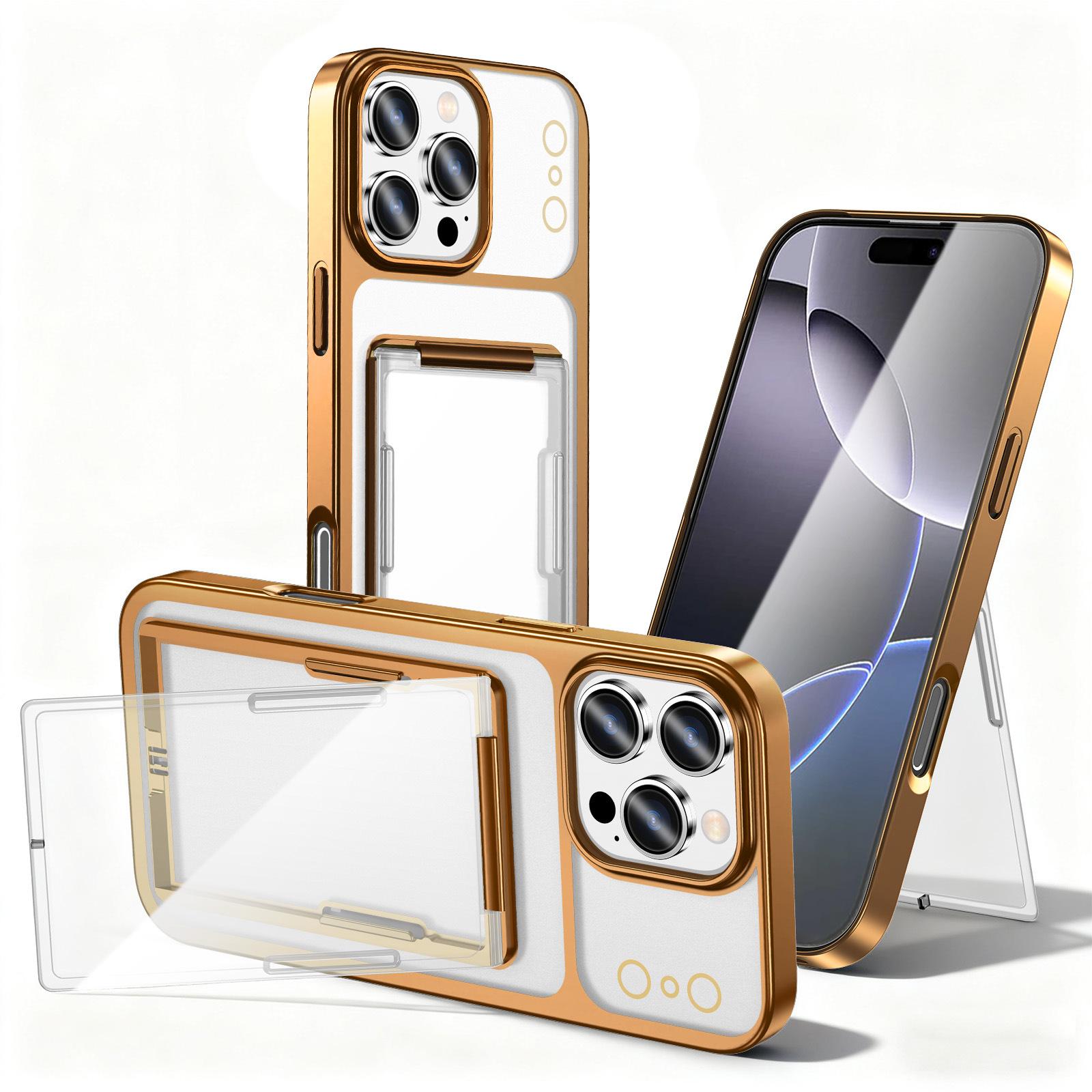 

For IP16PROMAX Card Holder Holder Mobile Phone Case IP15PROMAX Instantly Changes To 17 Electroplated All-inclusive PC Protective Case For iPhone 17 Air