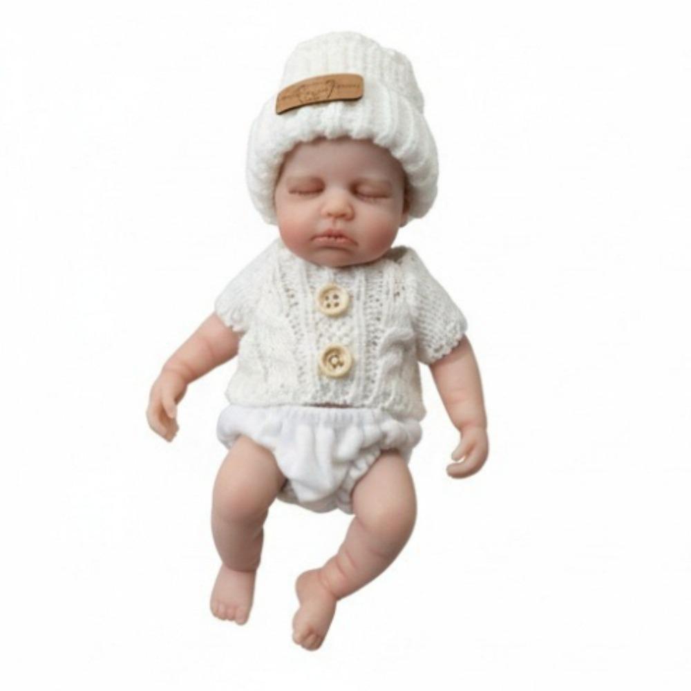 Lebensechte 8 Zoll Mini Reborn Babypuppen LouLou Realistisch Aussehend Super Weich Vollmassiv Silikon Neugeborenenpuppen Lebende Babypuppen für Mädchen Kinder Weihnachtsgeschenke