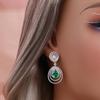 Luxus S925 Silber lange Ohrringe 4,20 Karat Zuchtperle 7*9mm Smaragd Nano Schmuck für Jahrestag und Bankettparty Geschenk für Damen