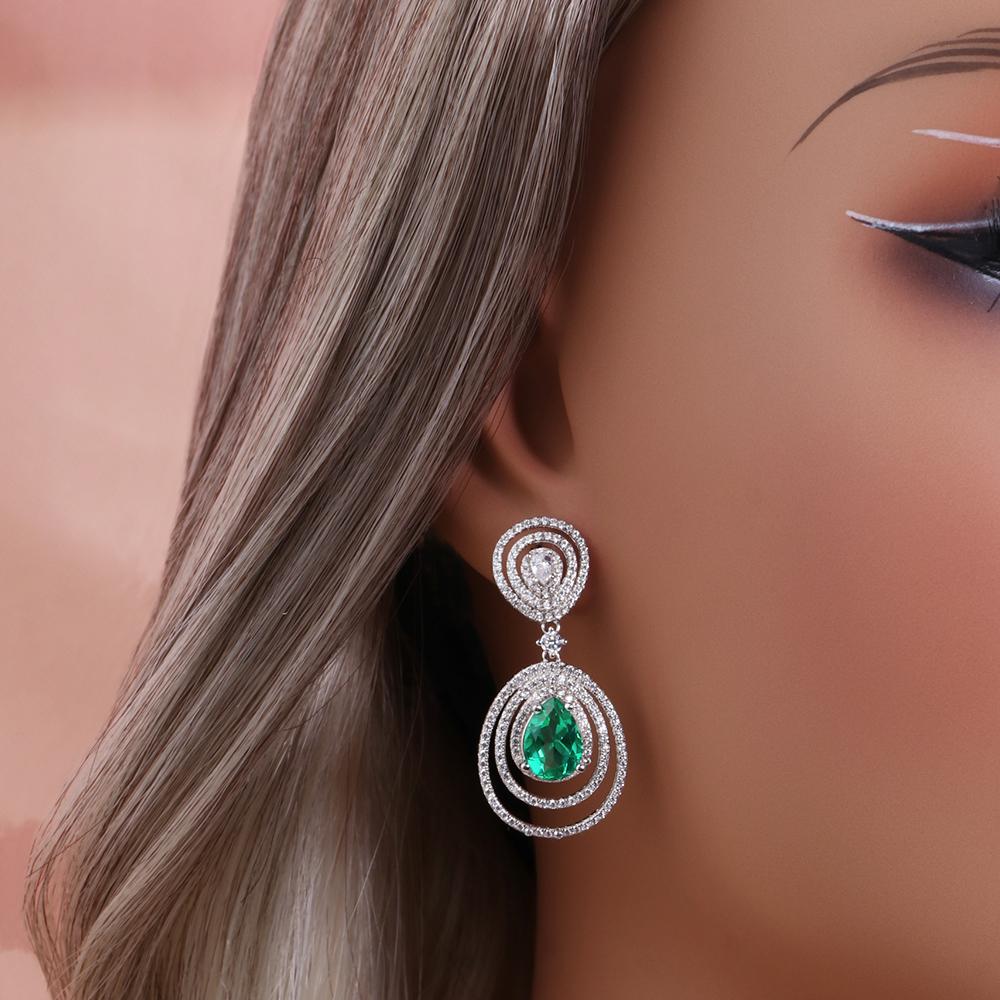 Luxus S925 Silber lange Ohrringe 4,20 Karat Zuchtperle 7*9mm Smaragd Nano Schmuck für Jahrestag und Bankettparty Geschenk für Damen