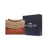 Coach Parker 18 Nieten Kamelienblüten Kette Klappe Umhängetasche Beschichtetes Canvas und Kalbsleder Umhängetasche Kleine Damen Umhängetasche Khaki Braun 30592-B4RU