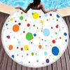 Watercolor Dots Round Beach Towel Abstract Geometric Shawl Beach Blanket Large Lightweight Quick Dry Absorbent Soft Pool Towel