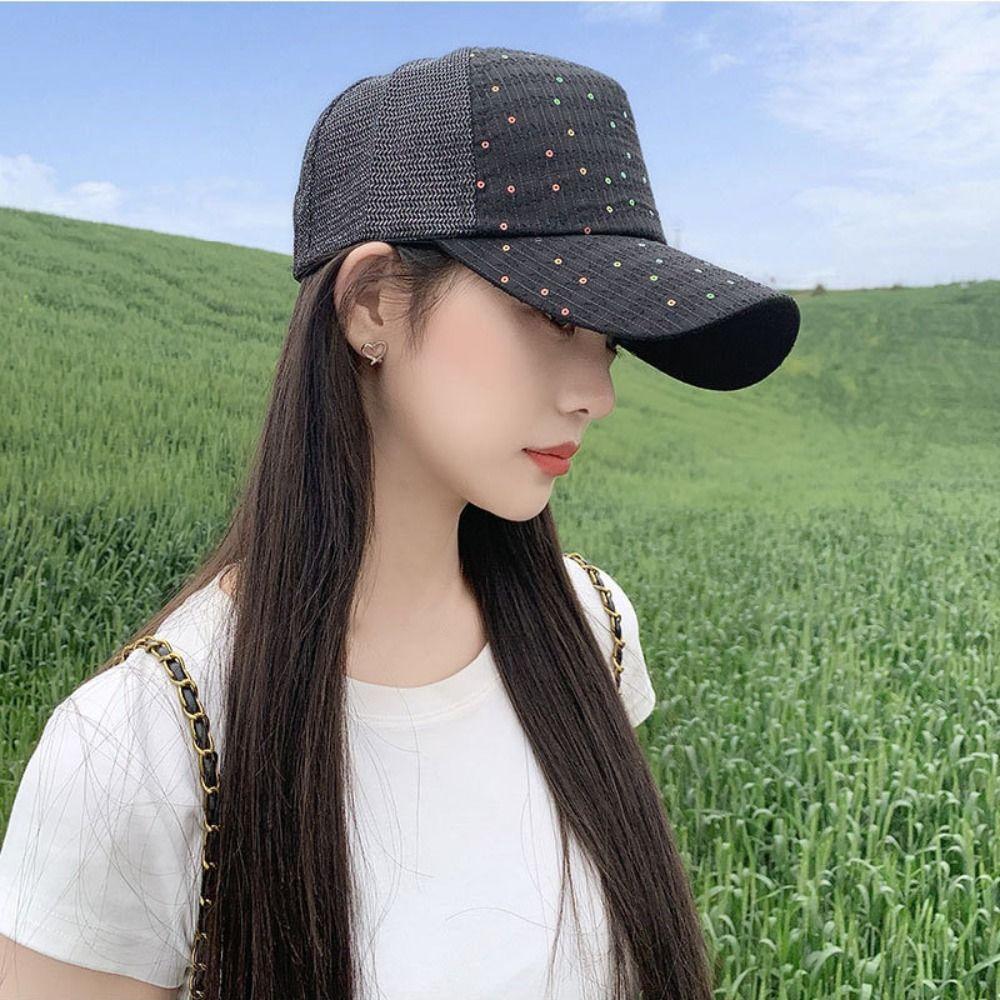 Sequin Mesh Baseball Hat Butterfly Summer Sun Hat Casual Sport Peaked Hat  Running